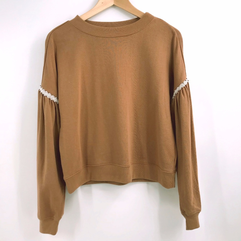 Mossimo Brown Embellished Sweatshirt